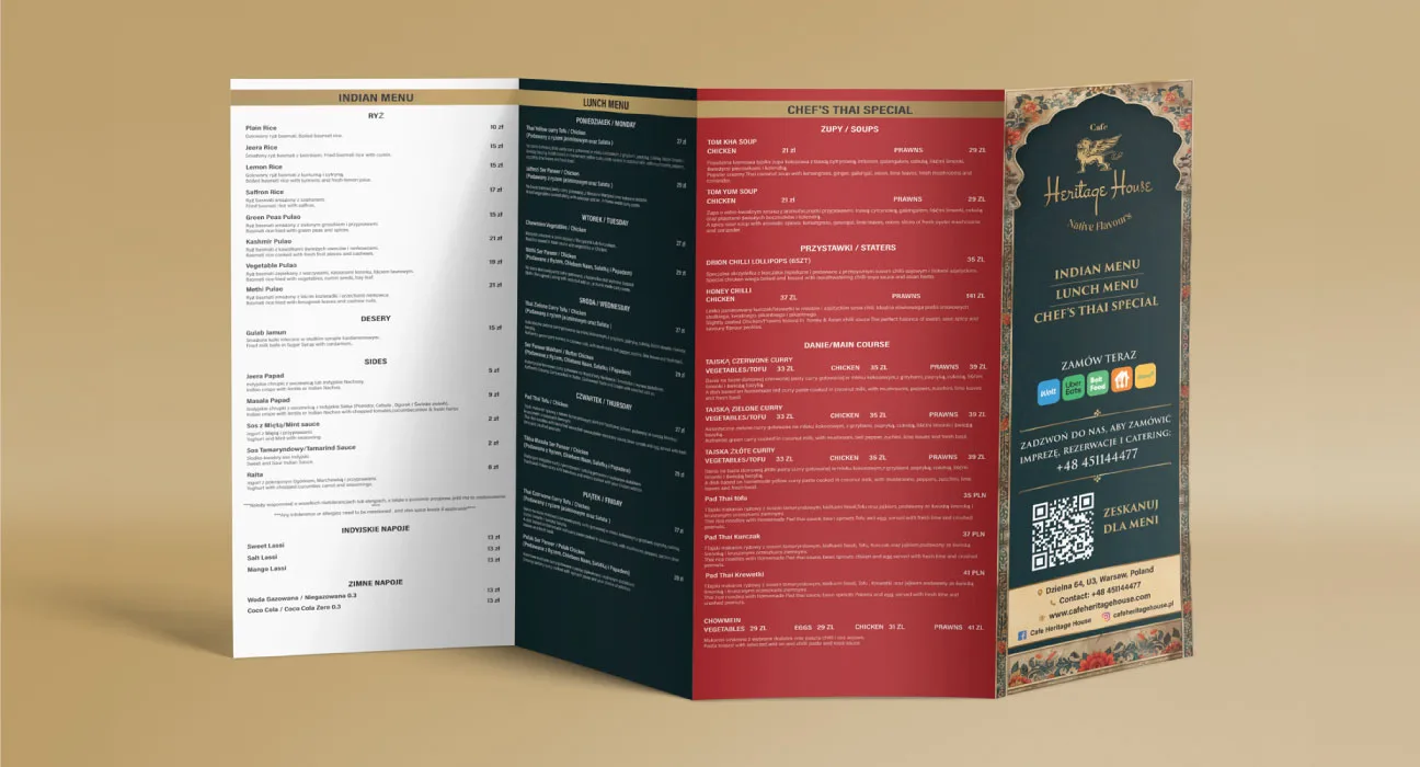 Heritage House menu design